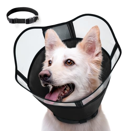 Supet Dog Cone Collar for Large Dogs, Soft Dog Cone for Dog After Surgery, Comfortable Dog Cone Alternative to Stop Licking, Adjustable Large Dog Cone with Collar for Small Dogs