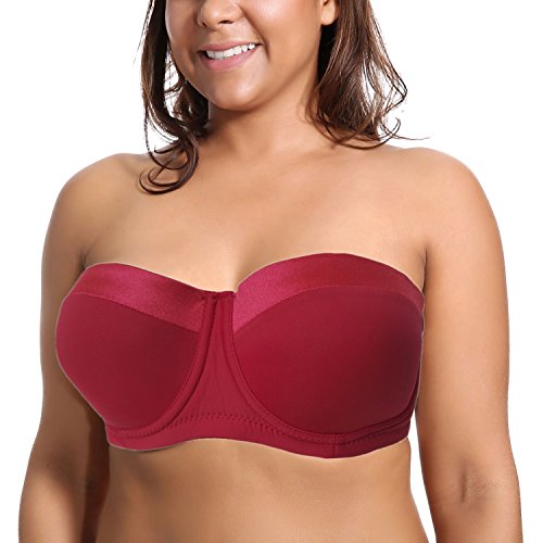 Image of Women's Strapless Bra B /C /D /DD /DDD /G 1 /2 Cup Seamless Plus Size Balconette Bra H059