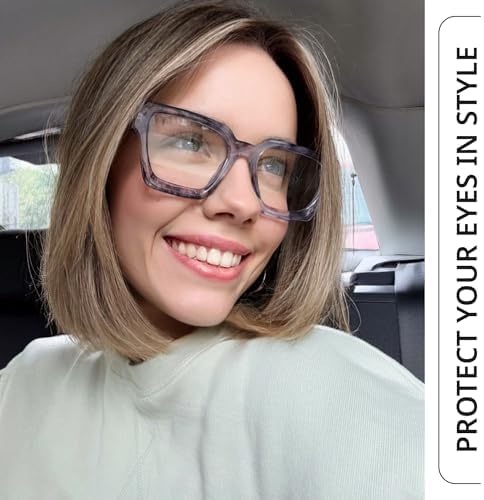 livho Oversized Eyewear Frame for Woman and Men - Rectangle Fashion Glasses for Computer, Chic Preppy Frame - Image 2