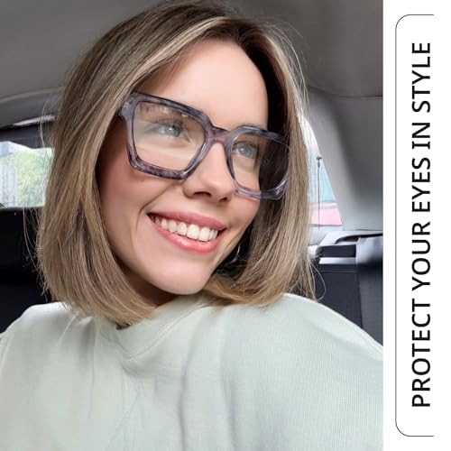 Image of livho Oversized Eyewear Frame for Woman and Men - Rectangle Fashion Glasses for Computer, Chic Preppy Frame