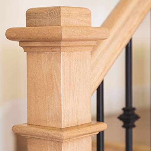 962 - Wood Box Newel - Plain Style - 48 Inch - Sleek Minimalist Design - Staircase Post (White Oak) #TOP4