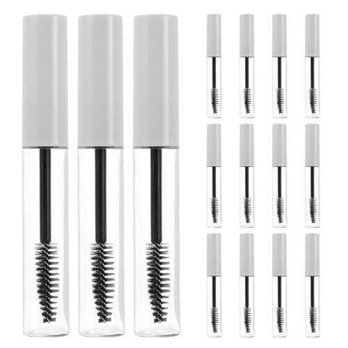 LIFKOME 15 Stück Leere Mascara Tuben 10 ml mit Wimpernbürstchen Nachfüllbare Transparente Kosmetik Flaschen Luftdichter Wimpernbehälter für Selbstgemacht Wimpernseren und Rizinusöl