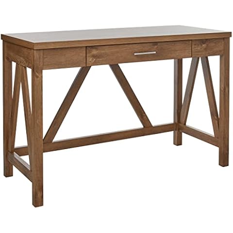 Eden Bridge Designs 117cm (46") Rustic Farmhouse Cottage Country Wood Computer Desk with Centre Drawer/ Console Table Ideal for Home and Office - Barnwood Cover