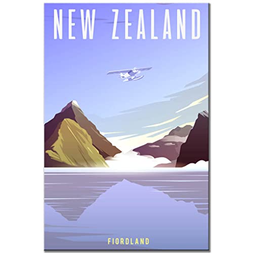 Imán para nevera Nueva Zelanda Fiordland Vintage Poster miniatura 1