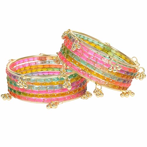 Image of Swara Creations Kashmiri Ghungroo glass Bangles set | Viral Raindrop Multi Set for Women and Girls | Set of 16 Pcs (SKU415)