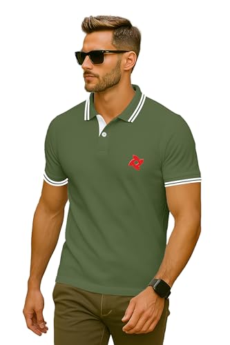 Image of Dagcros Classic Men's Polo T-Shirt with White Trim, Short Sleeve for Mens