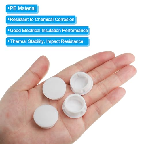 Image of PATIKIL 20mm (13 /16 inch) Plastic Hole Plugs, 30Pcs Flush Type Round Hole Plugs Cover Snap in Locking Hole Tube for Table Kitchen Cabinet Furniture, White