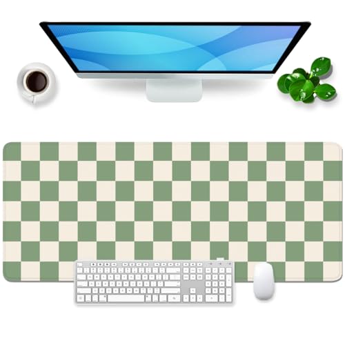 Tappetino per mouse verde XL Gaming Mousepad Boemia Desk Pad a griglia grande Desk Mat Retro accessori da ufficio sottomano da scrivania donna 80x30cm (Boemia Verde)