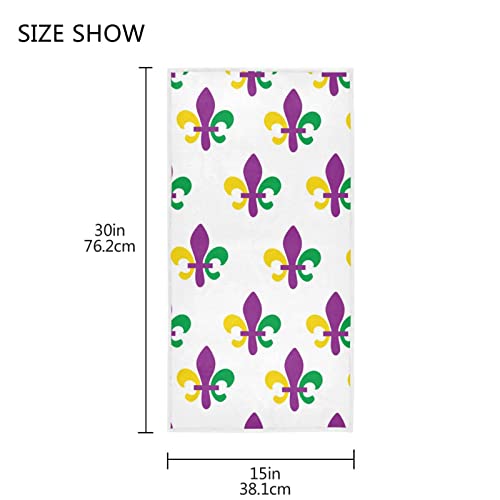 Vdsrup Mardi Gras Hand Towels Fleur De Lis Carnival Bathroom Theme Towel Soft Bath Guest Face Towel Absorbent Kitchen Tea Dish Towels Washcloths 16 X 30 In #TOP2
