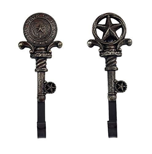 Urbalabs Western Rustic Texas Seal and Star Decor Wall Hooks