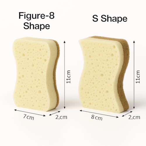 Image of Ampang Scrub Sponges for Kitchen Cleaning - Sisal Fiber & High-Foam Seaweed Cotton, Non-Scratch, Durable & Dishwasher Safe, Ideal for Washing Dishes and Household Tasks (Light Yellow S, 2)