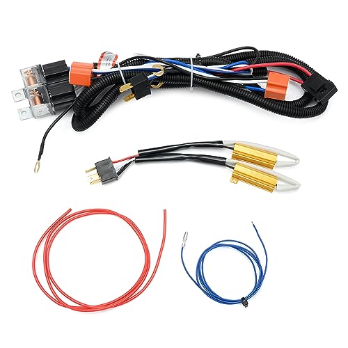 njssjd 1 kit de arnés de cableado de relé de faro H4, haz de relé de faro de conversión negativa H4 Booster para Toyoto, S.uzuki, V.W Transporter T3 T4