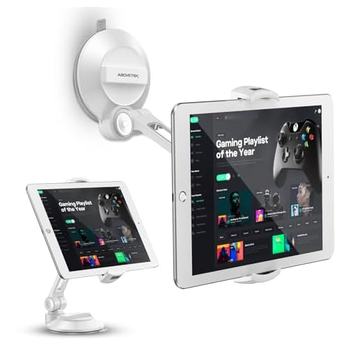 AboveTEK Phone Tablet Stand Holder with Suction Cup Fits 4-11”, Swivel Sticky Tablet Phone Stand Pad to Mount Smartphone, iPhone 5 6 7 iPad Mini, Cell on Smooth Surface Desk Mirror Car Truck Window