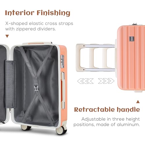 imiomo Carry on Luggage Sets,20 Inch Expandable Carry-on Suitcase with Spinner Wheels,Hard Shell Lightweight Rolling Travel Luggage with TSA Lock3