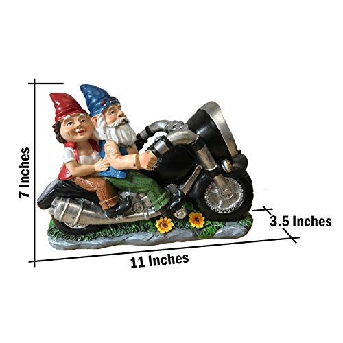 Biker Garden Gnomes Couple On Motorcycle - Outdoor Cute Figurine Motorcycle Statues, Garden Gnome Outdoor, Biker Couple In Love, Make Your Home And Garden More Fun, Great Gift #TOP3