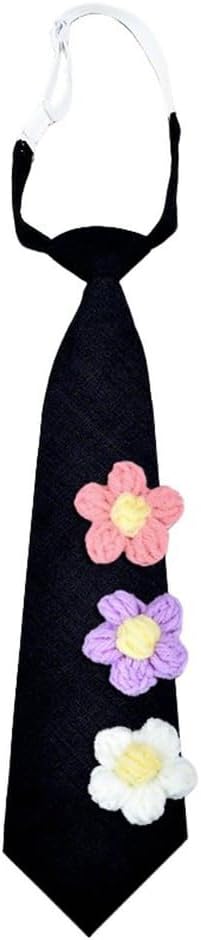 Ties for Women Men Cute 3D Knitted Flower Pre-Tied Adjustable Funny Neckties for Casual Uniform Party School