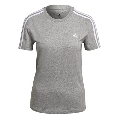 Adidas Damen T-Shirt (Short Sleeve) W 3S T, Medium Grey Heather/White, GL0785, L/S