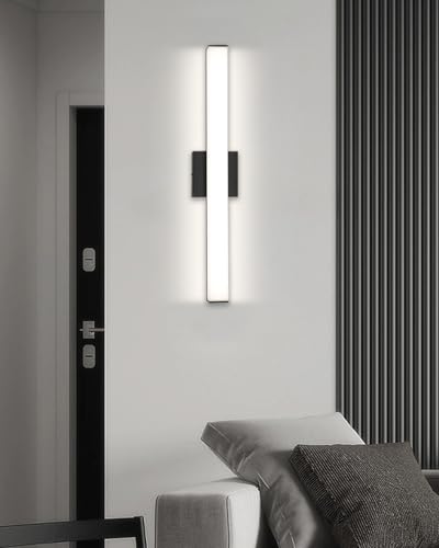 Image of Bathroom Vanity Light Brushed Nickel Square LED 24 inch 14W 4000K Natural White Light Wall Bar Lighting Fixtures Over Mirror (Matte Black, 24inch 4000K Dimmable)