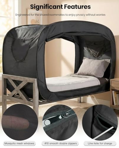 Image of ANC POP Bed Tent Full Bed Canopy Tents Portable Dream Tent for Kids and Adult Indoor Sleeping Tents with 2 Doors Breathable Private Space Tents