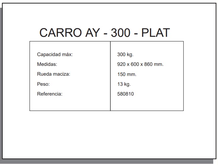 BRICOSOL CARRETILLAS Y CARROS - Carro AY – 300 – PLAT