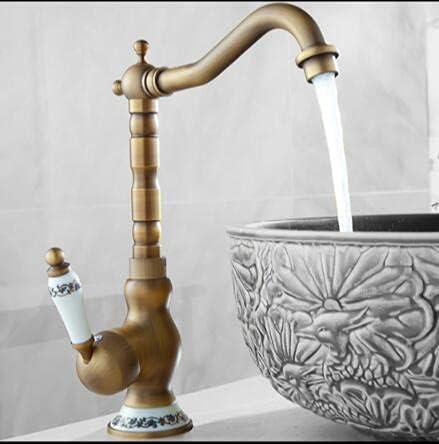 Sink for Bar Farmhouse Commercial, Kitchen 360 Swivel Retro Mixer Fash Antique Faucet, Copper Hot and Cold Basin Tap