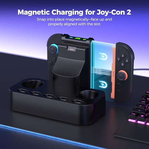 Station de charge Nintendo Switch 2 NEWDERY avec support de jeux - 5
