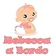 GamesMonkey Aufkleber Baby-Mädchen an Bord - Rebecca - Personalized Name 12 cm - Frauen - Stickers Auto Externe Vinyl Glossy