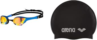arena Cobra Ultra Swipe Mirror Unisex Adult Racing Swimming Goggles, Swimming Pool Goggles with Curved Mirror Lenses, Anti-Fog, UV Protection, 5 Interchangeable Nose Bridges