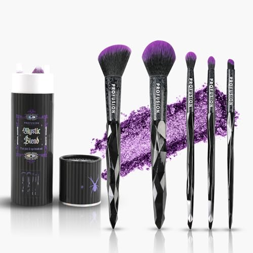 Profusion Cosmetics Mystic Blend Makeup Brush Set 5 Pc Face & Eye Sculpting Brushes for Cosplay & Everyday Glam Vegan & Cruelty-Free Travel-Friendly Design