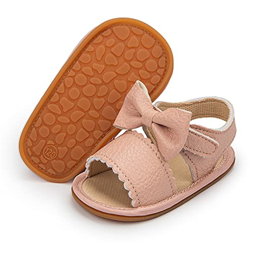 Image of Meckior Baby Toddler Infant Girls PU Leather Soft Open Toe Summer Sandals Flower Princess Flat Shoes