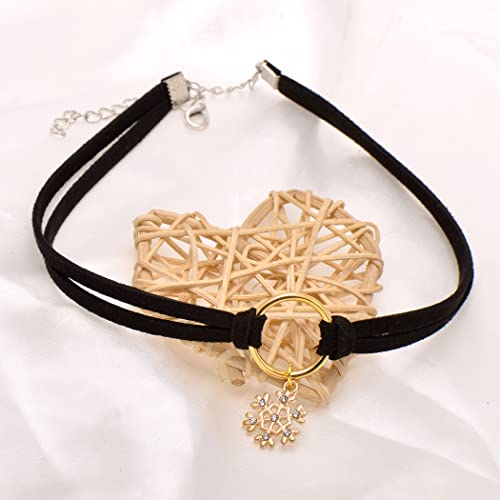 Paialco Soft Suede Leather Cord Golden Circle Choker Necklaces for Christmas2