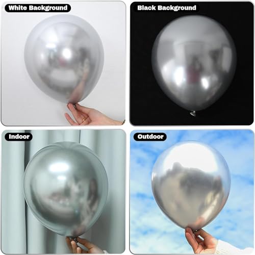 Image of Silver Chrome Balloons, 50 pcs Silver Chrome Metallic Balloons for Birthday, Anniversary, Engagement, Wedding Decorations, Baby Shower, Festival Party Decorations (50 Pcs, SL Ch)