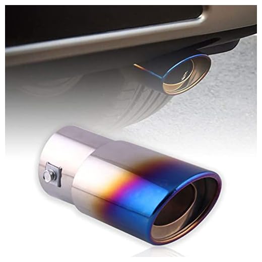 RYANSTAR Universal 1.5"-2"(1.0L-2.0L) Stainless Steel Exhaust Muffler Tip Pipe Car Oval Rear Exhaust Straight TailPipe Muffler Modification Blue Burnt
