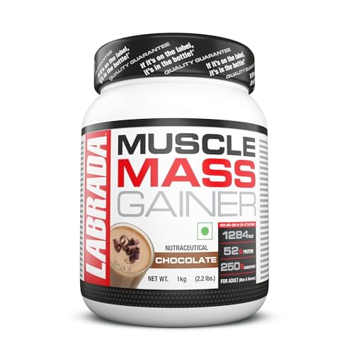 Labrada Muscle Mass Gainer Powder(1 kg) (Chocolate) 2.2 lbs, Gain Weight, Post-Workout, 52gm...