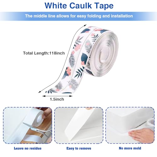 Image of Self Adhesive Sealing Tape, Bathroom Waterproof Sealing Strip, Traditional Sealant Substitute, Suitable for Kitchen, Bathtub, Bathroom, Wall Corner, Decoration and Renovation (C, 1.5 inch x 10Ft)