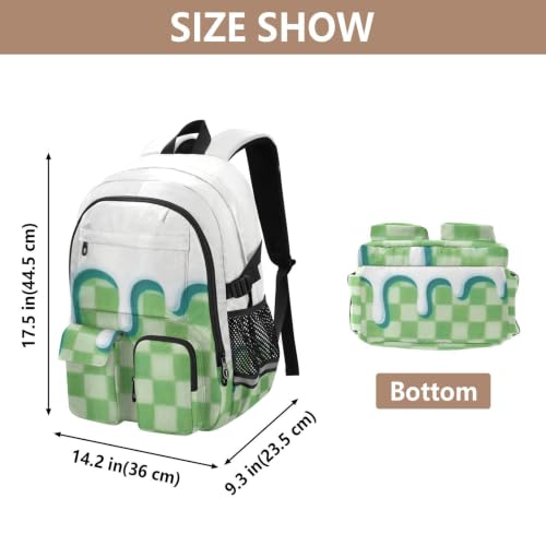 Mochila de viaje infantil cómoda de cuadros de helado verde anti dolores 3