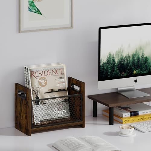 Magazine Rack, Magazine Holder for Desktop and Home Office, Magazine Rack Floor, Magazine File Holder Storage Basket for Letters, Magazines, Books, Newspapers 14.09" L x 7.5" W x 10.43" H - Image 3