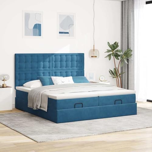 Tidyard Ottoman-Bett mit Matratzen Dunkelblau 180x200 cm Samt, Funktionsbett mit Stauraum unter dem Bett für Apartments Gästezimmer Schlafzimmer3313812 – Bild 4