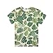 GWDDCMGYH Short Sleeve T-Shirts for Boys Girls Crew Neck Blouse Casual Basic Tops Tropical Leaves Print Sports Active Athletic Shirt Tops Summer All Holidays Shirt
