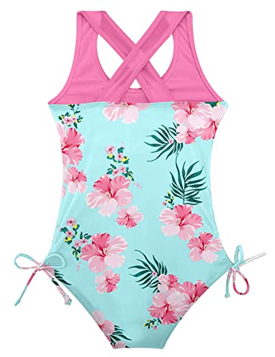 Image of BFUSTYLE Girls One Piece Swimsuit Cute Striped Bathing Suit Hawaii Swimwear 6-17 Years