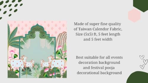 Image of varalakshmi Backdrop | Pichwai Design Backdrops Cloth for Pooja Backdrop Cloth (4 Cow (5x5 ft))| Lakshmi Pooja backdrops Cloths | Backdrop Decoration Cloth | Cow Backdrop Cloth for Decorations