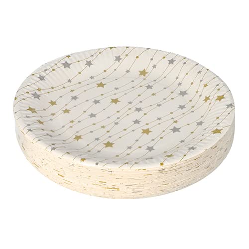1100 Pappteller Weihnachten rund Ø 23 cm silber/gold 'Etoiles' Weihnachtsteller Einweg
