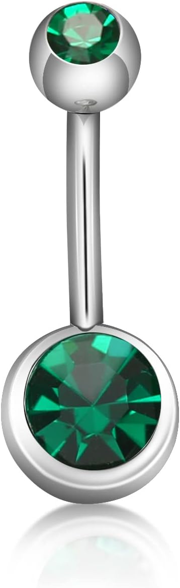 Hypoallergenic 14G 10mm G23 Pure Titanium Internally Threaded Belly Button Rings Petite Navel Ring for Women Body Piercing Jewelry Colorful CZ ASTM F136 Belly Bars