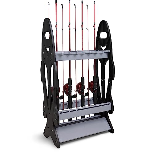 Redline Canyon Fishing Rod Holder - Fishing Gear Pole Holder For 16 Rod And Reel Combos - Vertical Fishing Rod Rack Floor Storage #TOP6