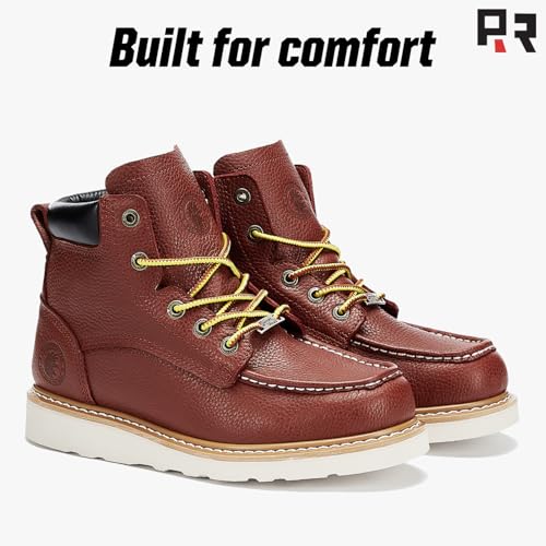 Image of ROCKROOSTER Walker 6 inch Soft Toe Wedge Leather Work Boots for Men, Electric Hazard, ASTM F2892-18 EH