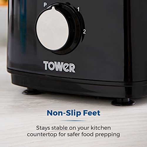 Tower T18007BLK Food Processor and Blender with 2L Mixing Bowl, 1.8L Jug, 2 Speed Settings and Pulse Function, 750W, Black - Image 9