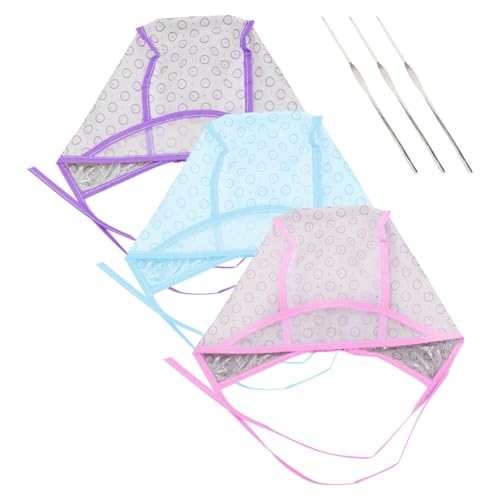 GSHLLO 6 Sets Hair Coloring Dye Caps Hair Highlight Tipping Caps Hair Salon Caps Hair Frosting Hat Hair Coloring Dyeing Kit and Metal Latch Hook Needles