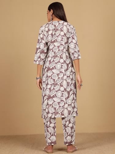 Image of Varanga Women-Gota Detailed Ethnic Floral Printed Kaftan & Trouser