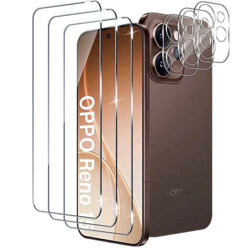 Xunzii Schutzfolie für OPPO Reno 15 für Panzerglas, 3 Stück Bildschirmschutzfolie & 3 Stück Kameraschutz, 9H Festigkeit Anti-Kratzen Schutzglas, HD-Klar Panzer Schutz Glas, Bläschenfrei Folie