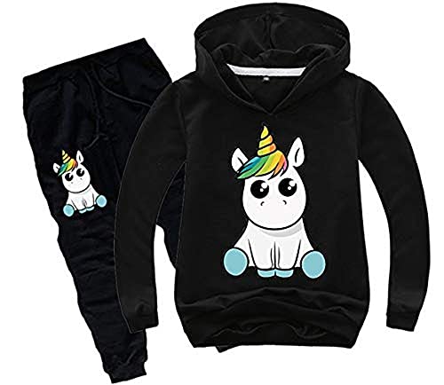 LWXIN Ensemble Pantalon et Haut Sweat à Capuche Fille Licorne Survêtement Fantasie Enfant Garçon Cover